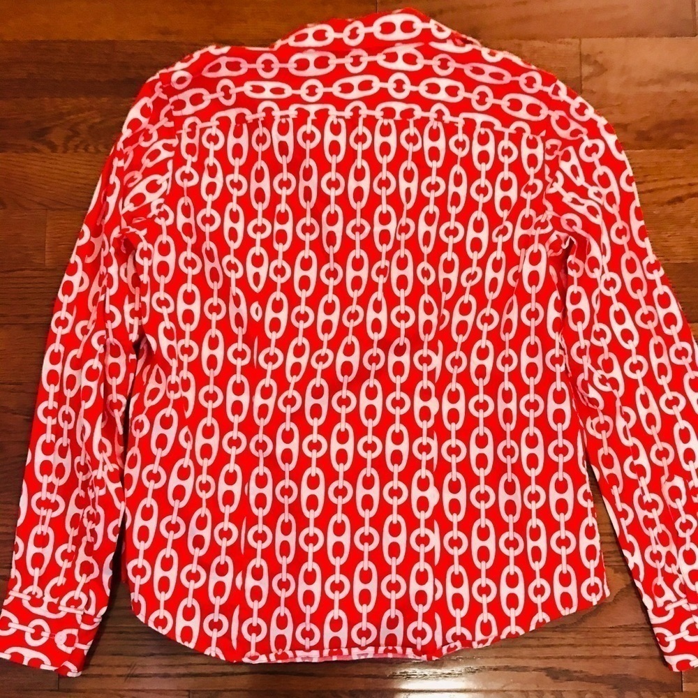 JONES NEW YORK CHAIN LINK RED BLOUSE SIZE PM - Picture 2 of 6